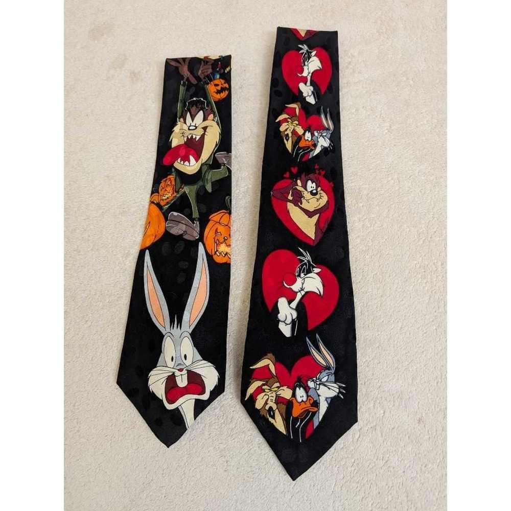 Looney Tunes Mania Halloween Bugs‎ Bunny Taz Polyester Silk Blend Ties